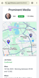 Screenshot of live location tracking