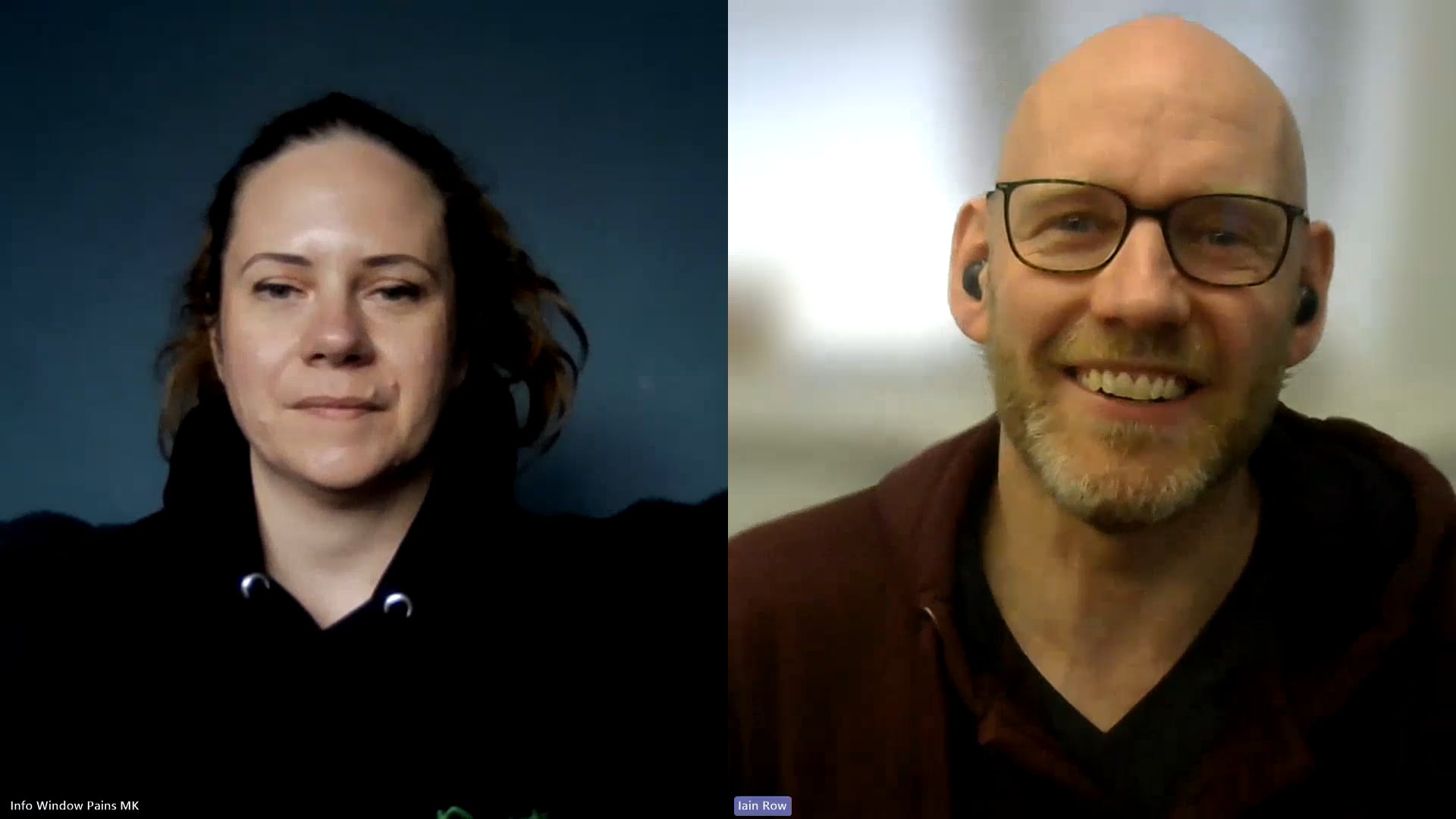 Photo of a Teams video call with Iain and Keely Ann